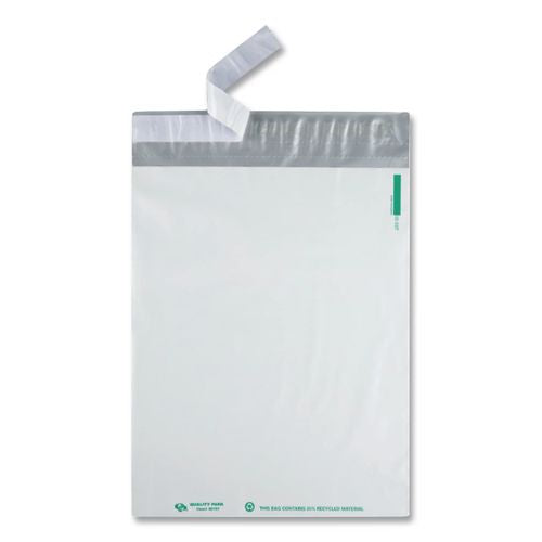 Image of Quality Park Redi-Strip Poly Mailer, #5, Square Flap with Perforated Strip, Redi-Strip Adhesive Closure, 12 x 15.5, White, 100/Pack