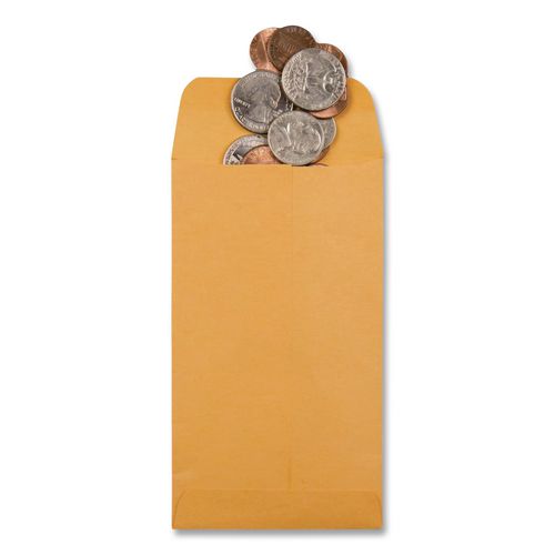 Image of Quality Park QUA50662 Kraft Coin And Small Parts Envelope, #6, Square Flap, Gummed Closure, 3.38 X 6, Brown Kraft, 500/box