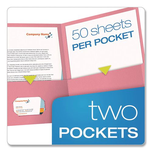 Image of Oxford 57568EE Twin-Pocket Folder, Accommodates (100) 11 x 8.5 Sheets, Pink, 25/Box