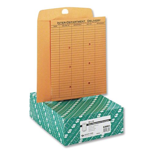 Image of Quality Park QUA63664 Brown Kraft Resealable Redi-Tac Interoffice Envelope, #97, One-Sided Five-Column Format, 10 X 13, Brown Kraft, 100/box