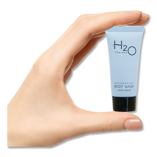 Image of Diversified Hospitality Solutions H2O09W085 H2O Therapy Body Wash Single Use, White Tea and Lemongrass, 0.85 oz, 300/Carton