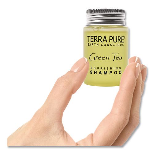 Image of Diversified Hospitality Solutions Terra Pure Shampoo Jam Jar, Green Tea Lemongrass, 1 oz Jar, 300/Carton