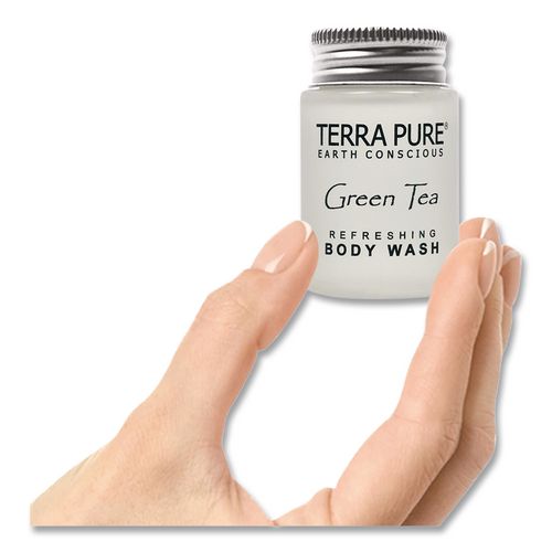 Image of Diversified Hospitality Solutions Terra Pure Body Wash Jam Jar, Green Tea Lemongrass, 1 oz Jar, 300/Carton