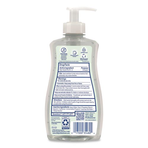 Image of Dial® Professional 1700035482 Gel Antibacterial Hand Sanitizer, 11 oz Pump Bottle, Fragrance-Free, 12/Carton