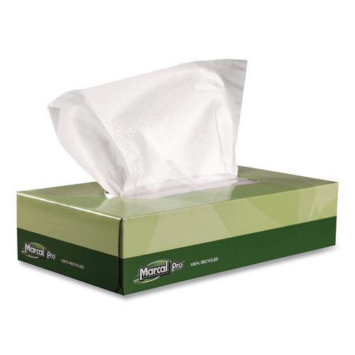 Image of Marcal PRO NP5701 100% Recycled Convenience Pack Facial Tissue, 2-Ply, White, 100 Sheets/Box, 30/Carton