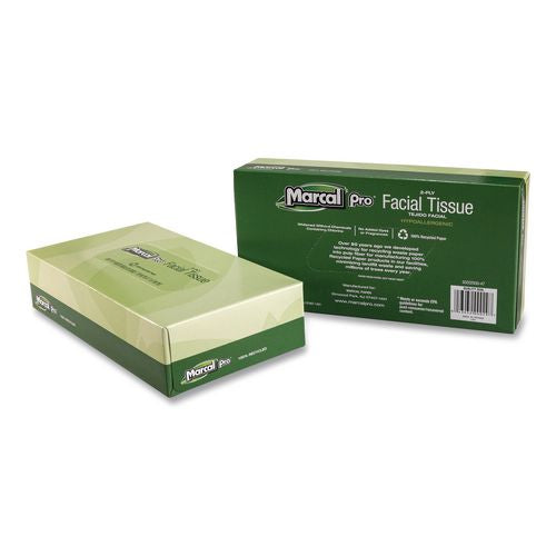 Image of Marcal PRO NP5701 100% Recycled Convenience Pack Facial Tissue, 2-Ply, White, 100 Sheets/Box, 30/Carton