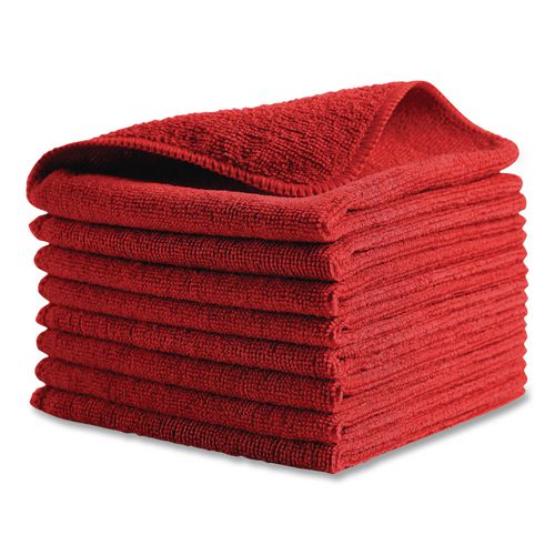 Image of Rubbermaid® Commercial 1820577 Microfiber Cleaning Cloths, 12 X 12, Red, 24/pack