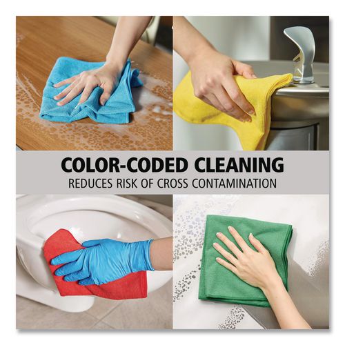 Image of Rubbermaid® Commercial 1820582 Microfiber Cleaning Cloths, 16 X 16, Green, 24/pack