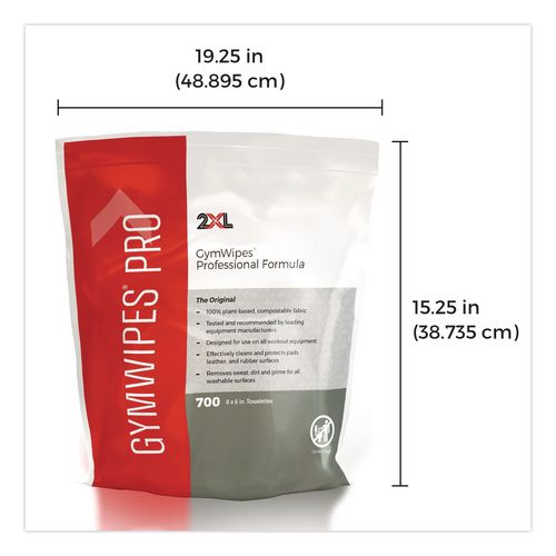 Image of 2XL TXL L38 Gym Wipes Professional, 1-Ply, 6 x 8, Unscented, White, 700/Pack, 4 Packs/Carton