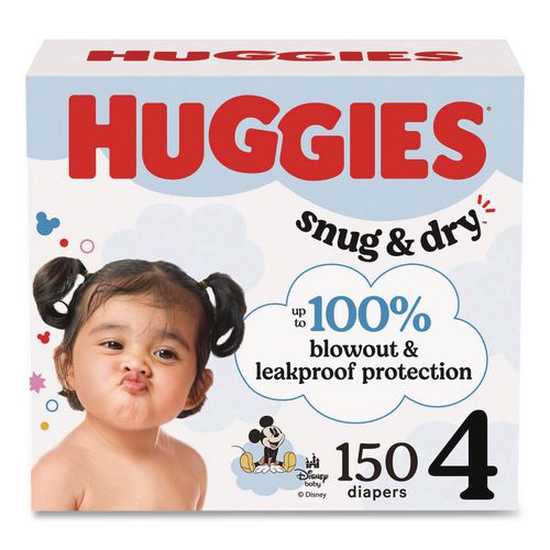Image of Huggies® 56457 Snug and Dry Diapers, Size 4, 22 lbs to 37 lbs, 150/Carton