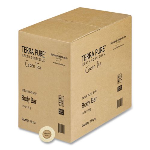 Image of Diversified Hospitality Solutions TPPWBB125 Terra Pure Cleansing Bar, Green Tea Lemongrass, 1.25 oz, 350/Carton