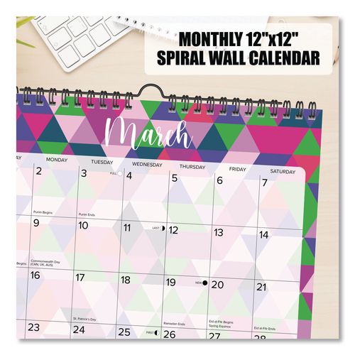 Image of Willow Creek Press 54734 Geometric 2026 Spiral Wall Calendar, Geometric Artwork, 12 x 12, Multicolor Sheets, 12-Month (Jan to Dec): 2026