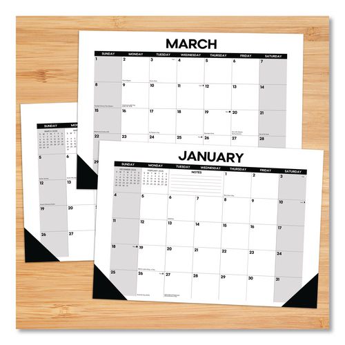 Image of Willow Creek Press 57063 Basic Small Monthly Desk Pad Calendar, 17 x 12, White/Gray/Black Sheets, Black Headband/Corners, 12-Month (Jan to Dec) 2026