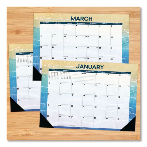 Image of Willow Creek Press 57070 Beaches Monthly Desk Pad Calendar, 17 x 12, White/Multicolor Sheets, Black Headband/Corners, 12-Month (Jan to Dec) 2026