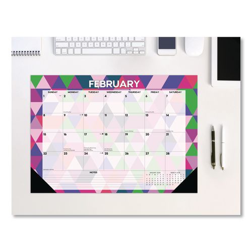 Image of Willow Creek Press 57117 Modern Small Geometric Monthly Desk Pad Calendar, 17 x 12, Multicolor Sheets, Black Headband/Corners, 12-Month (Jan-Dec) 2026