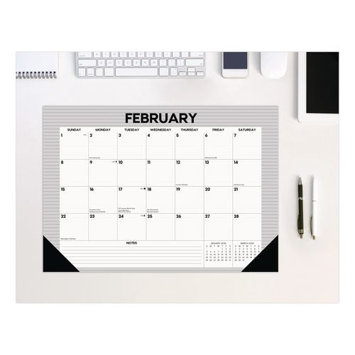 Image of Willow Creek Press 57131 Pinstripe Small Monthly Desk Pad Calendar, 17 x 12, White/Gray Sheets, Black Headband, Black Corners, 12-Month (Jan-Dec) 2026