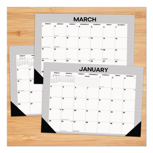 Image of Willow Creek Press 57131 Pinstripe Small Monthly Desk Pad Calendar, 17 x 12, White/Gray Sheets, Black Headband, Black Corners, 12-Month (Jan-Dec) 2026