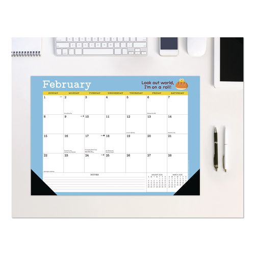 Image of Willow Creek Press 57148 Punny Art of David Olenick Monthly Desk Pad Calendar, 17x12, White/Multicolor, Black Headband/Corners, 12-Month Jan-Dec 2026