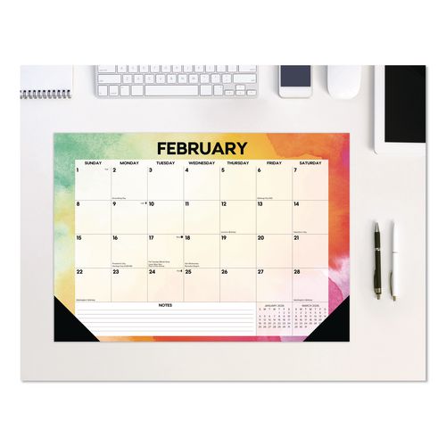 Image of Willow Creek Press 57155 Rainbow Gradient Small Monthly Desk Pad Calendar, 17 x 12, White Sheets, Black Headband/Corners, 12-Month (Jan to Dec): 2026