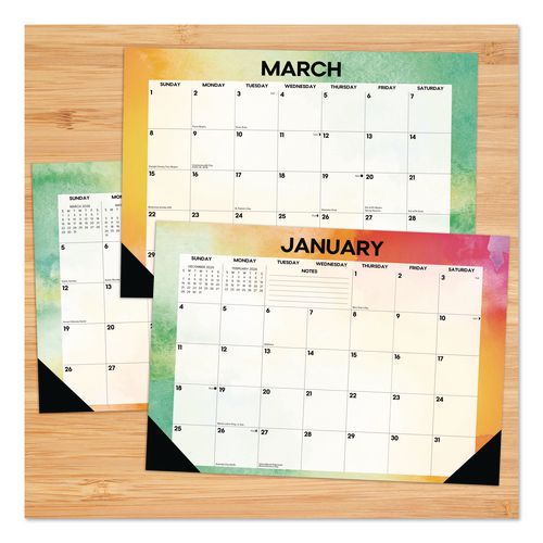 Image of Willow Creek Press 57155 Rainbow Gradient Small Monthly Desk Pad Calendar, 17 x 12, White Sheets, Black Headband/Corners, 12-Month (Jan to Dec): 2026