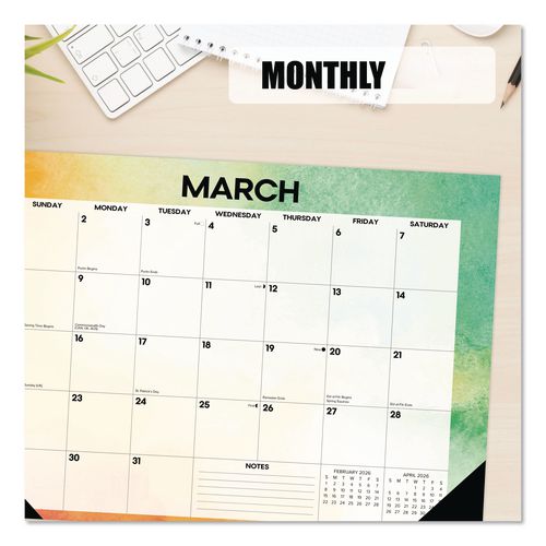 Image of Willow Creek Press 57155 Rainbow Gradient Small Monthly Desk Pad Calendar, 17 x 12, White Sheets, Black Headband/Corners, 12-Month (Jan to Dec): 2026