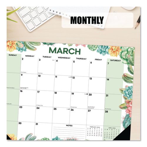 Image of Willow Creek Press 57162 Succulents Small Monthly Desk Pad Calendar, 17 x 12, White Sheets, Black Headband/Corners, 12-Month (Jan to Dec): 2026