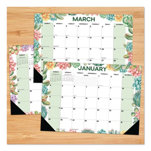 Image of Willow Creek Press 57162 Succulents Small Monthly Desk Pad Calendar, 17 x 12, White Sheets, Black Headband/Corners, 12-Month (Jan to Dec): 2026