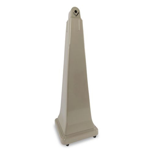 Image of Rubbermaid® Commercial FG257088BEIG GroundsKeeper Cigarette Waste Collector, Pyramid, 1 gal, 12.25 x 39.75, Beige
