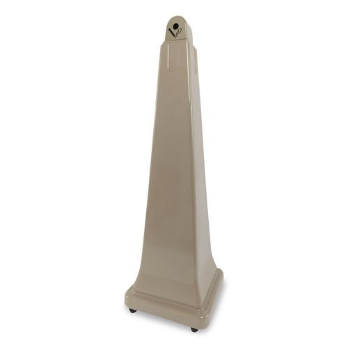 Image of Rubbermaid® Commercial FG257088BEIG GroundsKeeper Cigarette Waste Collector, Pyramid, 1 gal, 12.25 x 39.75, Beige