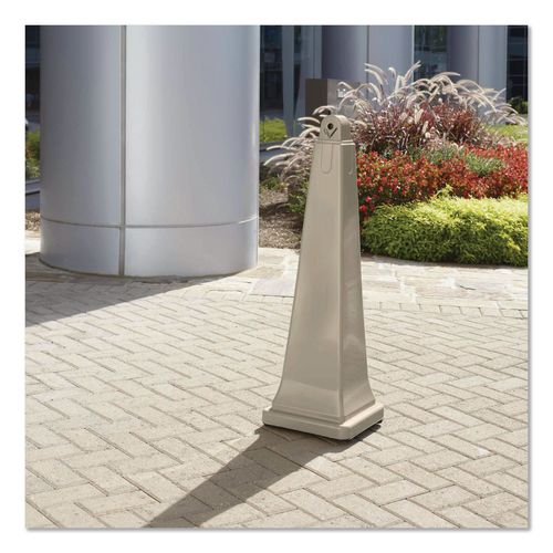 Image of Rubbermaid® Commercial FG257088BEIG GroundsKeeper Cigarette Waste Collector, Pyramid, 1 gal, 12.25 x 39.75, Beige