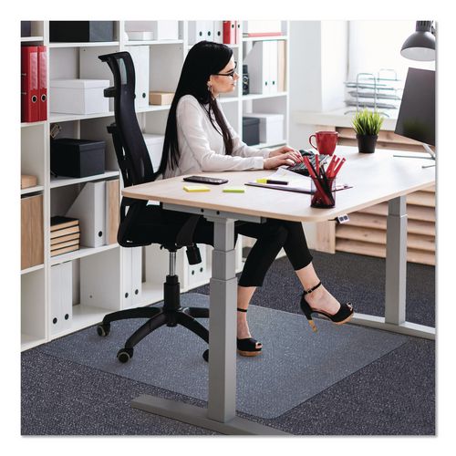 Image of Floortex® NRCMFLPD0005 Unomat Anti-Slip Polycarbonate Chair Mat for Hard Floors and Carpet Tiles, Rectangular, Straight Edges, 60" x 48", Clear