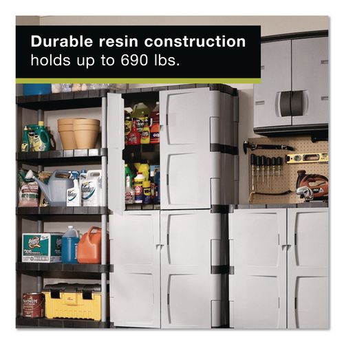 Image of Rubbermaid® FG708300MICHR Double-Door Storage Cabinet - Base/top, 36w X 18d X 72h, Gray/black