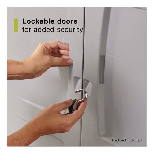 Image of Rubbermaid® FG708300MICHR Double-Door Storage Cabinet - Base/top, 36w X 18d X 72h, Gray/black