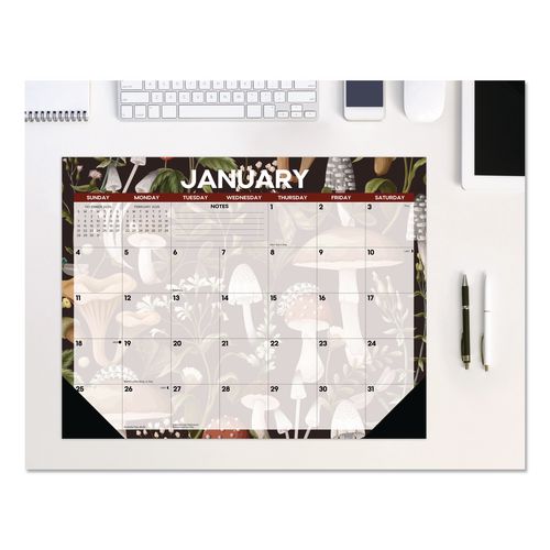Image of Willow Creek Press 57247 Mushrooms Large Monthly Desk Pad Calendar, 22 x 17, Multicolor Sheets, Black Headband/Corners, 12-Month (Jan to Dec) 2026