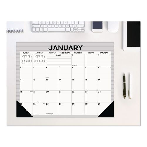 Image of Willow Creek Press 57261 Perfect Pinstripe Large Monthly Desk Pad Calendar, 22x17, White/Gray Sheets, Black Headband/Corners, 12-Month (Jan-Dec) 2026