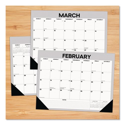 Image of Willow Creek Press 57261 Perfect Pinstripe Large Monthly Desk Pad Calendar, 22x17, White/Gray Sheets, Black Headband/Corners, 12-Month (Jan-Dec) 2026