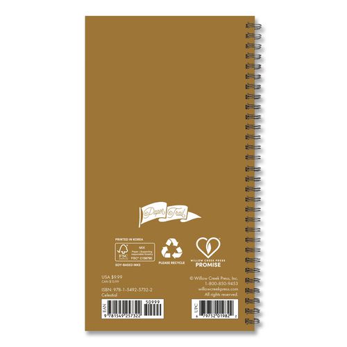 Image of Willow Creek Press 57322 Celestial Softcover Weekly/Monthly Spiral Planner, 6.5 x 3.5, Black/Gold Cover, 12-Month (Jan to Dec): 2026