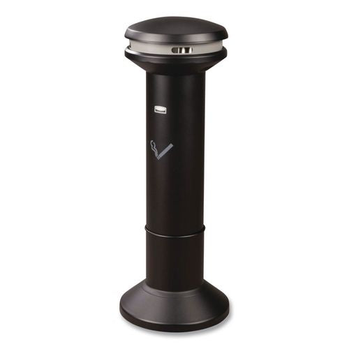 Image of Rubbermaid® Commercial FG9W3400BLA Infinity Ultra-High Capacity Smoking Receptacle, 6.7 gal, 15.5 dia x 41.5h, Black