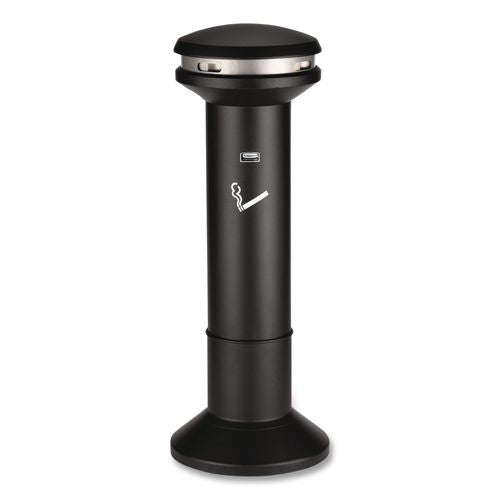 Image of Rubbermaid® Commercial FG9W3400BLA Infinity Ultra-High Capacity Smoking Receptacle, 6.7 gal, 15.5 dia x 41.5h, Black