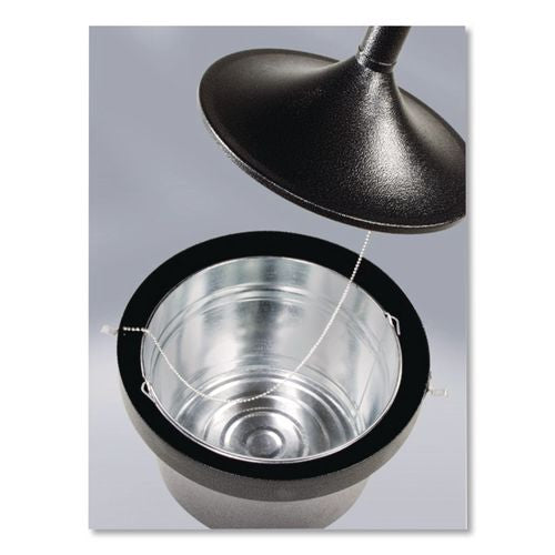 Image of Rubbermaid® Commercial FGR1639EHGR Aladdin Smokers' Station, Round, Steel, 4.5 gal, 16 dia x 38.75, Charcoal