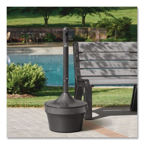 Image of Rubbermaid® Commercial FGR1639EHGR Aladdin Smokers' Station, Round, Steel, 4.5 gal, 16 dia x 38.75, Charcoal