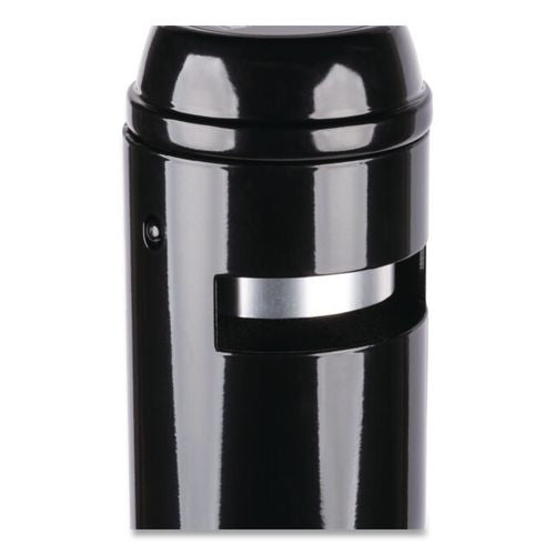 Image of Rubbermaid® Commercial FGR1BK Smoker's Pole, Round, Steel, 0.9 gal, 4 dia x 41h, Black
