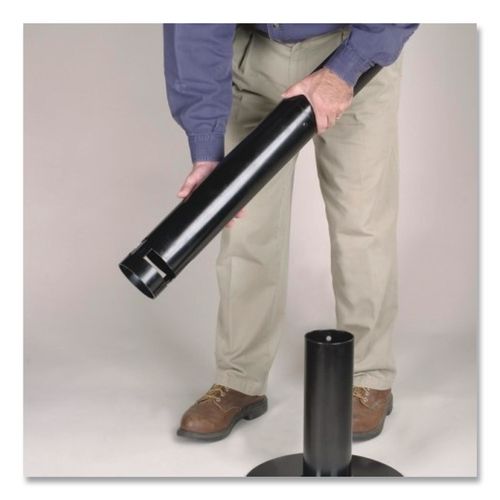 Image of Rubbermaid® Commercial FGR1BK Smoker's Pole, Round, Steel, 0.9 gal, 4 dia x 41h, Black
