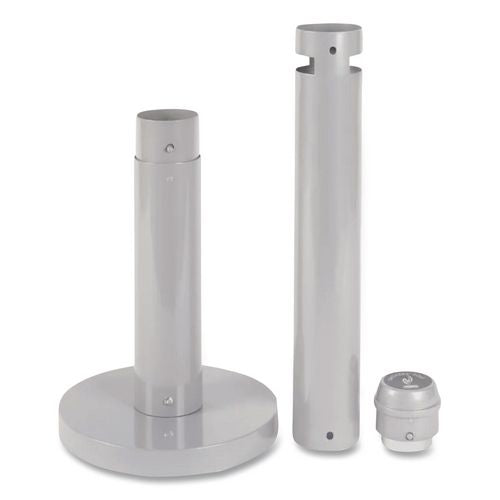 Image of Rubbermaid® Commercial FGR1SM Smoker's Pole, Round, Steel, 0.9 gal, 4 dia x 41h, Silver