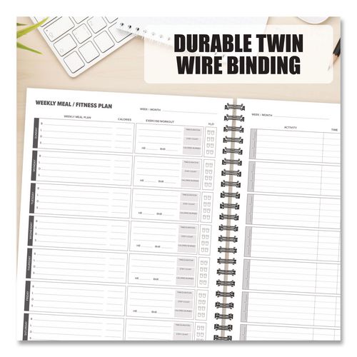 Image of Willow Creek Press 40331 Fitness Undated Monthly Planner, 11 x 8.5, Black/Gray Cover, 12-Month, Undated