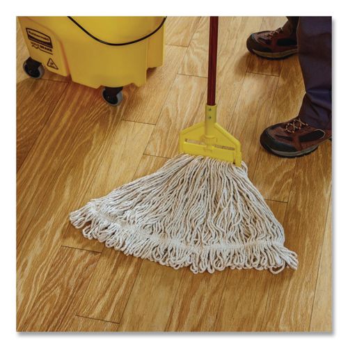 Image of Rubbermaid® Commercial FGD11306WH00 Super Stitch Cotton Looped End Wet Mop Head, Large, 1" White Headband, 6/Carton