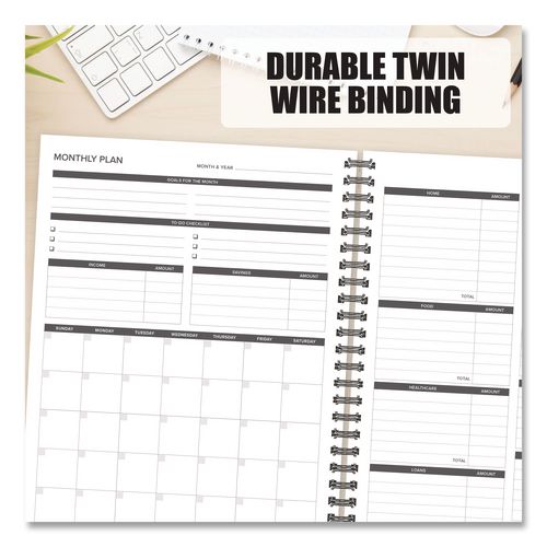 Image of Willow Creek Press 40324 Budget Monthly Planner, 11 x 8.5, Black Cover, 12-Month, Undated