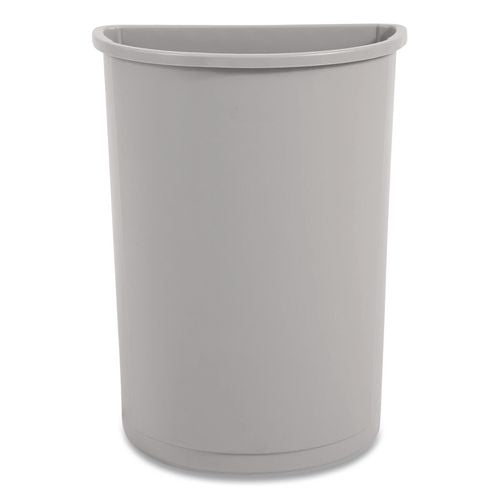 Image of Rubbermaid® Commercial FG352000GRAY Untouchable Half-Round Plastic Receptacle, 21 gal, Plastic, Gray