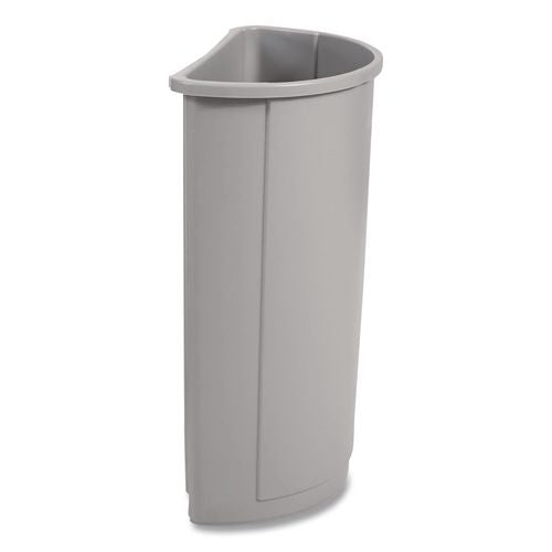 Image of Rubbermaid® Commercial FG352000GRAY Untouchable Half-Round Plastic Receptacle, 21 gal, Plastic, Gray