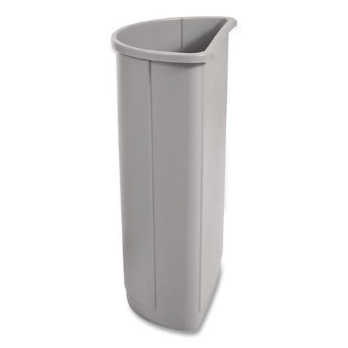 Image of Rubbermaid® Commercial FG352000GRAY Untouchable Half-Round Plastic Receptacle, 21 gal, Plastic, Gray